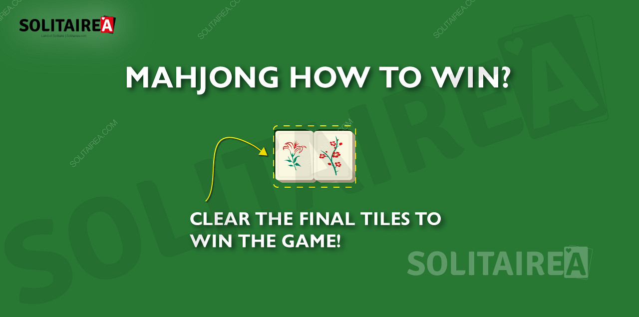 Mahjong-spillet er vunnet når alle brikkene er fjernet.